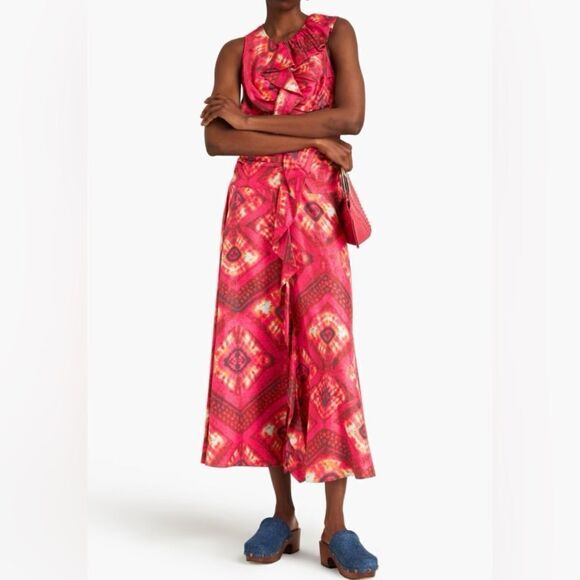 #701 ULLA JOHNSON Silk Front Slit Midi dress - Picture 2 of 12